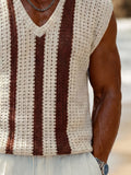 Lässiges Häkel-Strick-Tanktop mit Kontraststreifen