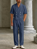 Smart-Casual Hemd- und Hosen-Set mit Zweireiher-Design