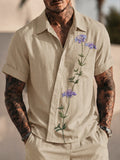 Resort-Casual Hemd- und Shorts-Set mit Stickerei