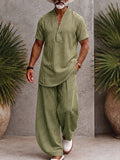 Herren Sommer Set V-Neck Oberteil und Freizeithose