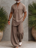Herren Sommer Set V-Neck Oberteil und Freizeithose