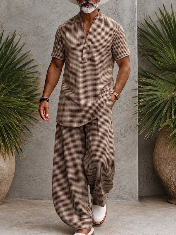 Herren Sommer Set V-Neck Oberteil und Freizeithose