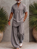 Herren Sommer Set V-Neck Oberteil und Freizeithose