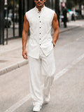 Herren Sommer Set Asymmetrischer Saum Ärmellos