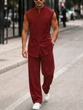 Herren Sommer Set Asymmetrischer Saum Ärmellos