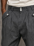 Herren Nadelstreifen-Shorts mit Bundfalten