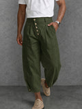 Herren Loose Fit Hose Schräger Knopfleiste Baumwolle