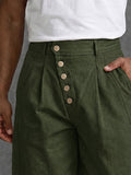 Herren Loose Fit Hose Schräger Knopfleiste Baumwolle