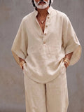 Lässiges Herren-Zweiteiler-Set im Boho-Stil mit Fledermausärmel