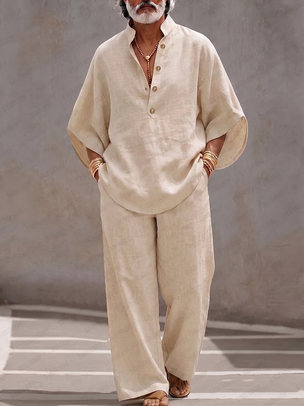 Lässiges Herren-Zweiteiler-Set im Boho-Stil mit Fledermausärmel
