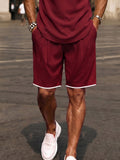 Herren Colorblock Kurzarm Zweiteiler Set Freizeitanzug