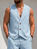 Herren Gestreifter Weste Zweiteiler Set Casual