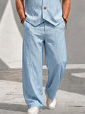 Herren Gestreifter Weste Zweiteiler Set Casual