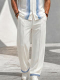 Herren Gestreifter Zweiteiler Set Kurzarm Casual