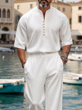 Herren 2-teiliges Set mit Henley-Shirt und Straight-Leg-Hose