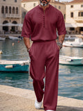 Herren 2-teiliges Set mit Henley-Shirt und Straight-Leg-Hose