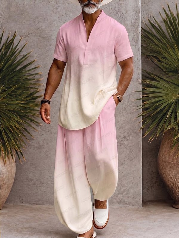 Herren 2-teiliges Printed Set mit V-Ausschnitt