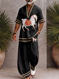 Herren 2-teiliges Printed Set mit V-Ausschnitt