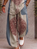 Herren 2-teiliges Boho-Print Set mit V-Ausschnitt