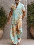 Herren 2-teiliges Boho-Print Set mit V-Ausschnitt