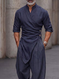 Herren 2-teiliges Asymmetrisches Set mit Wickel-Oberteil und Weithose