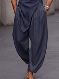 Herren 2-teiliges Asymmetrisches Set mit Wickel-Oberteil und Weithose