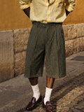 Herren Seersucker Karo Shorts Oversized Casual
