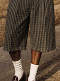 Herren Seersucker Karo Shorts Oversized Casual