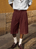 Herren Seersucker Karo Shorts Oversized Casual
