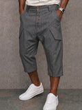 Herren Gestreifte Anzugstoff Cargo Shorts