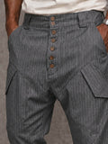 Herren Gestreifte Anzugstoff Cargo Shorts
