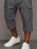 Herren Gestreifte Anzugstoff Cargo Shorts