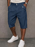 Herren Anzugstoff Shorts Regular Fit Smart Casual Dunkelblau