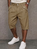 Herren Anzugstoff Shorts Regular Fit Smart Casual Dunkles Khaki