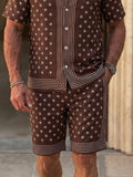Herren Geometric Print Zweiteiler Set Oversized Resort Wear