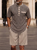 Herren Hahnentritt-Print Set mit Shorts
