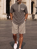 Herren Hahnentritt-Print Set mit Shorts
