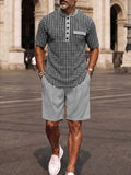 Herren Hahnentritt-Print Set mit Shorts