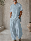 Herren Linen-Look Oversized Set aus 100% Baumwolle