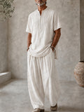 Herren Linen-Look Oversized Set aus 100% Baumwolle
