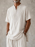 Herren Linen-Look Oversized Set aus 100% Baumwolle
