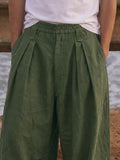 Herren Washed Cotton Balloon-Hose mit Bundfalten