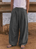 Herren Washed Cotton Balloon-Hose mit Bundfalten