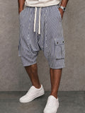 Herren Relaxed Striped Drop-Crotch Cargo-Hose