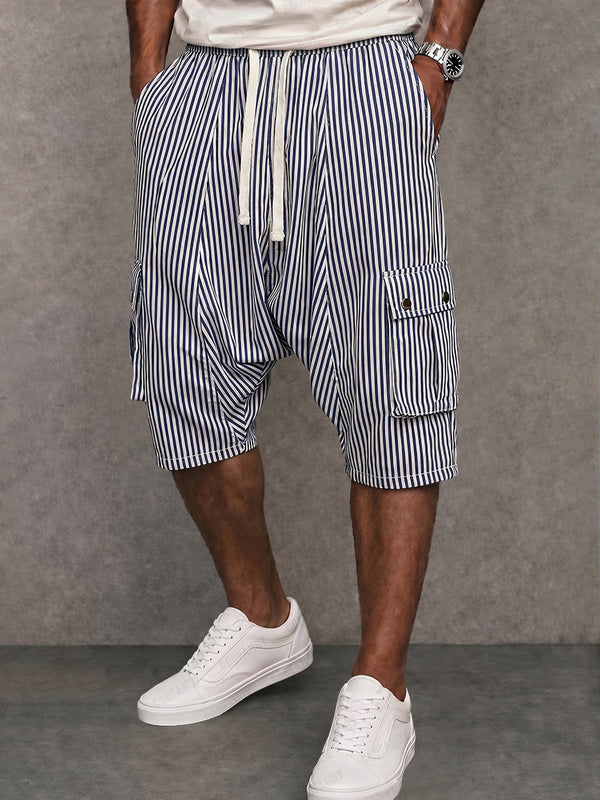 Herren Relaxed Striped Drop-Crotch Cargo-Hose
