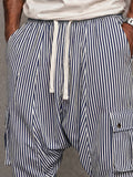 Herren Relaxed Striped Drop-Crotch Cargo-Hose