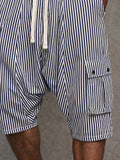 Herren Relaxed Striped Drop-Crotch Cargo-Hose