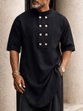Elegantes Herren-Zweiteiliges Polyester-Set Mit Knopfleiste