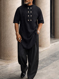 Elegantes Herren-Zweiteiliges Polyester-Set Mit Knopfleiste