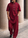 Elegantes Herren-Zweiteiliges Polyester-Set Mit Knopfleiste